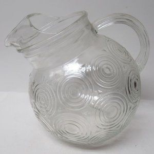 Anchor Hocking Depression Crystal Bulls Eye 7 1/2 Inch Tilt Ball Jug or Pitcher
